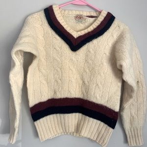 Alan Paine Vintage Wool Cropped V Neck Sweater made in England